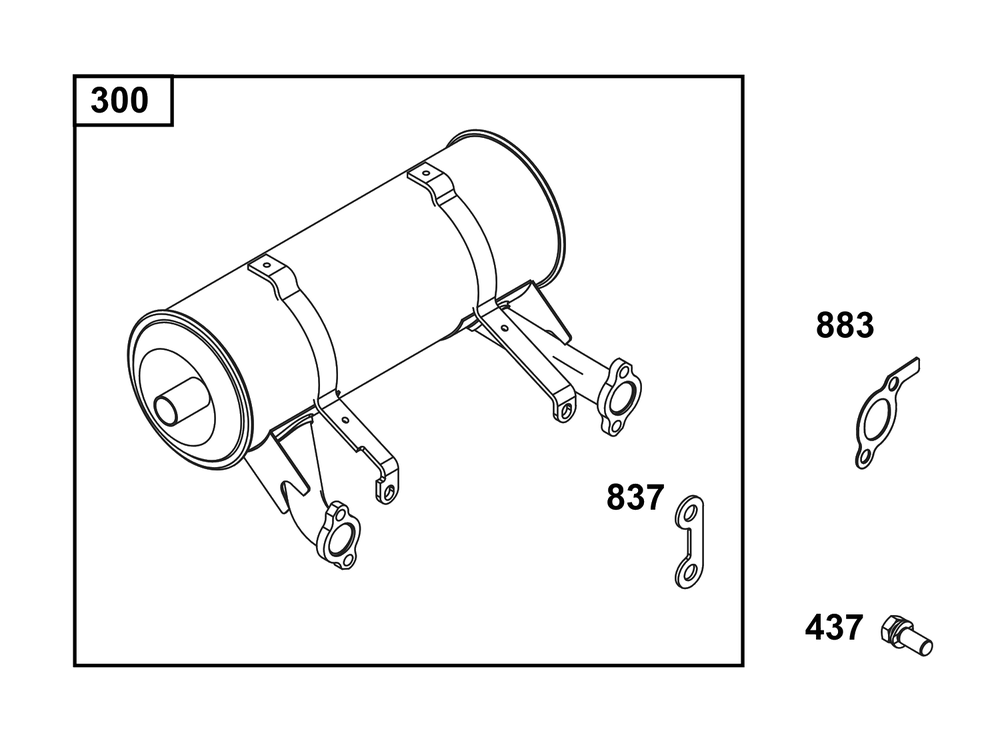 Exhaust Group Diagram and Parts List for 385447-0405-G1  Briggs and Stratton Engine